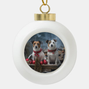 Decoración de Navidad de Trineo Nevado Jack Russel