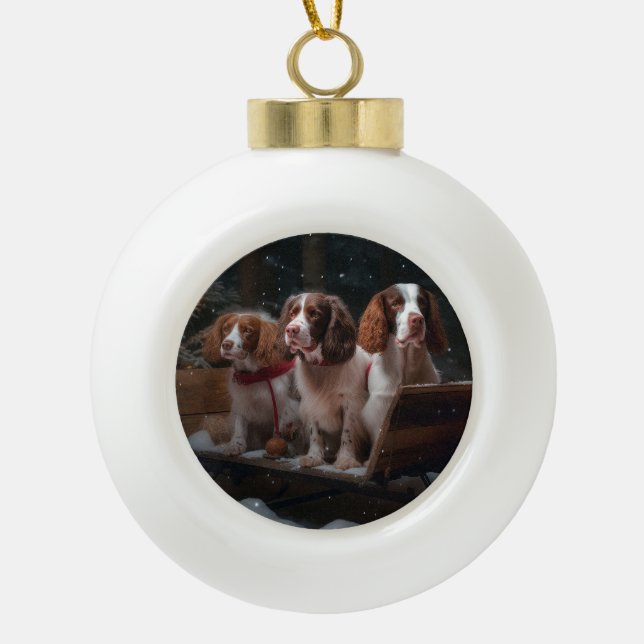 Decoración de Navidades Brittany Spaniel Snowy Sle (Anverso)
