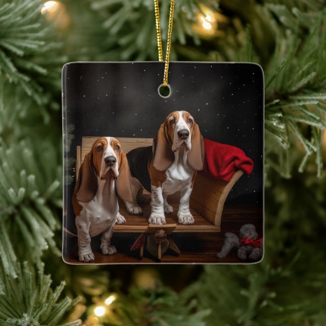 Decoración de Navidades de Basset Hound Snowy Slei (Árbol)