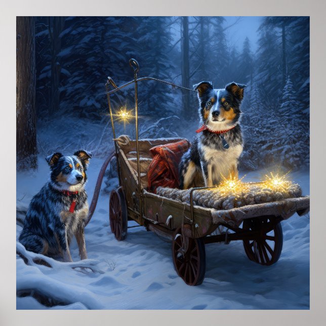Decoración de Navidades de Blue Heeler Snowy Sleig (Frente)