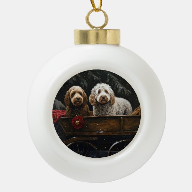 Decoración de Navidades de Cockapoo Snowy Sleigh (Anverso)