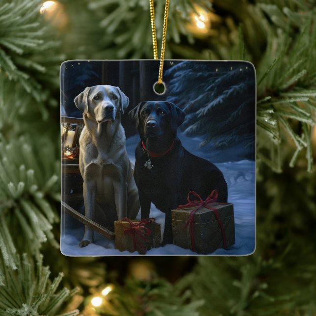 Decoración de Navidades de Labrador Snowy Sleigh (Árbol)