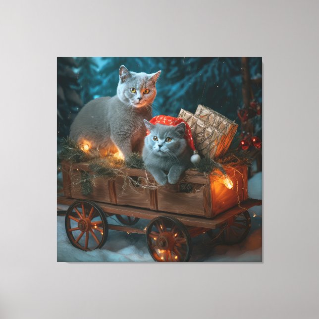 Decoración de Navidades de Sleigh de gato azul rus (Anverso)