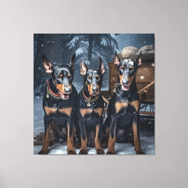 Decoración de Navidades Doberman Snowy Sleigh (Anverso)