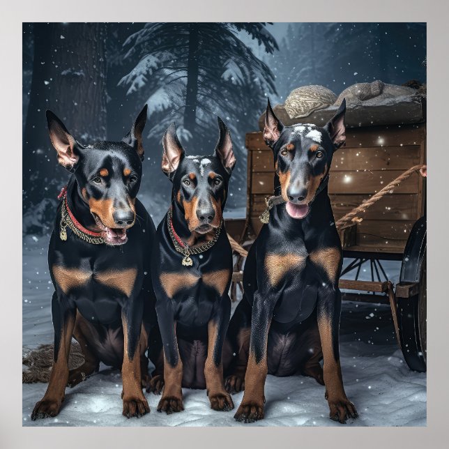 Decoración de Navidades Doberman Snowy Sleigh (Frente)