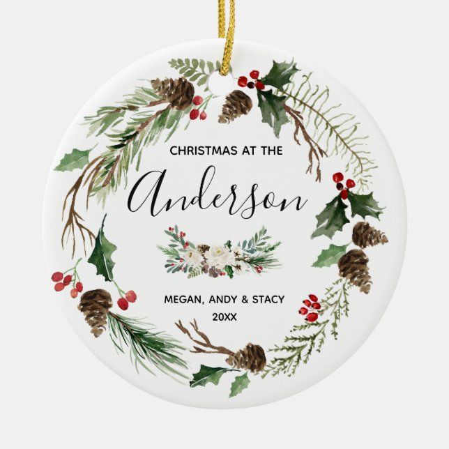 Decoración de Navidades florales personalizados (Frente)