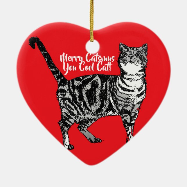 Decoración de Navidades rojos Tabby Cat Merry Cats (Atrás)