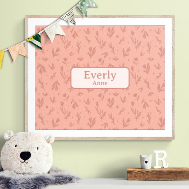Decoración de nombres personalizados rosa de la ha (Customize name! Shown with white mat and wood frame. (you will receive print only) Thank you!)