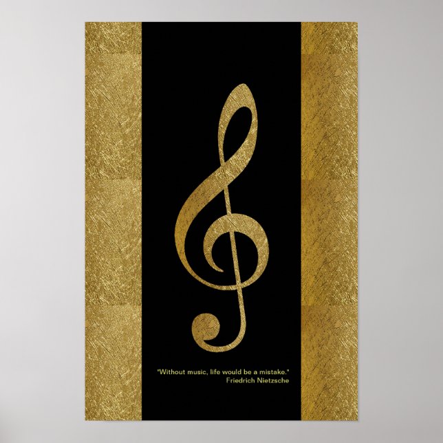 decoración de notas musicales doradas treble clef (Frente)