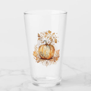 Decoración de otoño con calabaza y hojas
