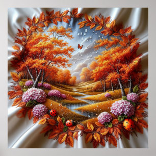 Decoración de paisaje otoñal con hortensias