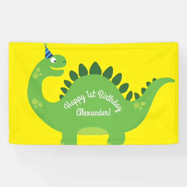 Decoración de pancartas de dinosaurio lindo Fiesta (Horizontal)