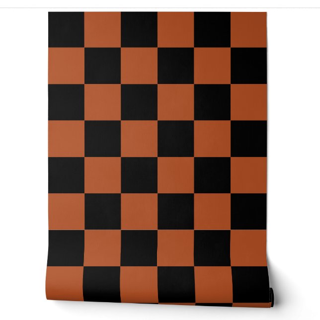 Decoración de pared a cuadros marrones y negros (Desenrollar)
