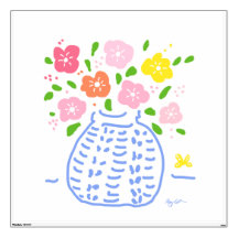 Decoración de pared azul y blanco