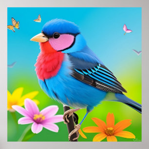 Decoración de pared con estampado de aves de jardí