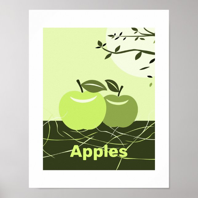 Decoración de pared de cocina con manzanas verdes (Frente)
