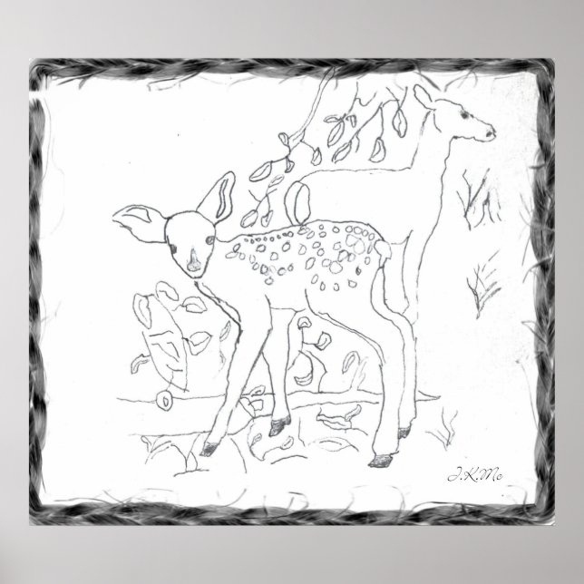 Decoración de pared de esbozo de lápiz a mano libr (Frente)