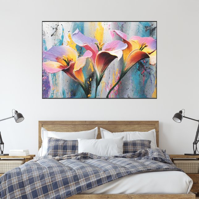 Decoración de pared de flores abstractas – Lienzo  (Insitu(Dormitorio))