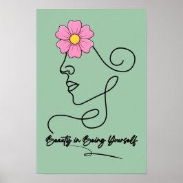 Decoración de pared de flores de arte de línea min