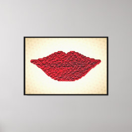 Decoración de pared de impresión de labios rojos