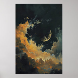 Decoración de pared de luna y estrellas celestes,