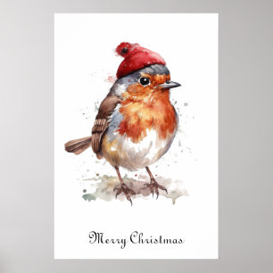 Decoración de pared de Navidad con petirrojo acuar
