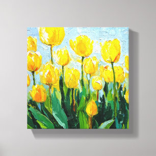 Decoración de pared de tela estirada por tulipán