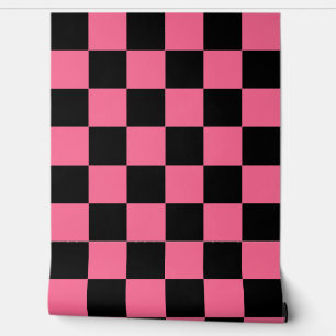 Decoración de pared de verificación negra rosa
