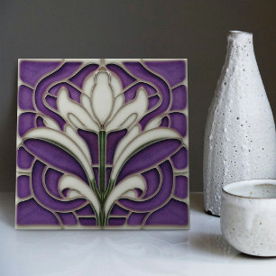 Decoración de pared floral Art Deco baldosas cerám