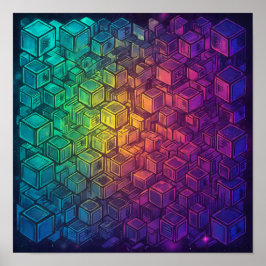Decoración de pared geométrica luminosa cubista y
