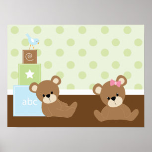 Decoración de pared para niños de osos marrones