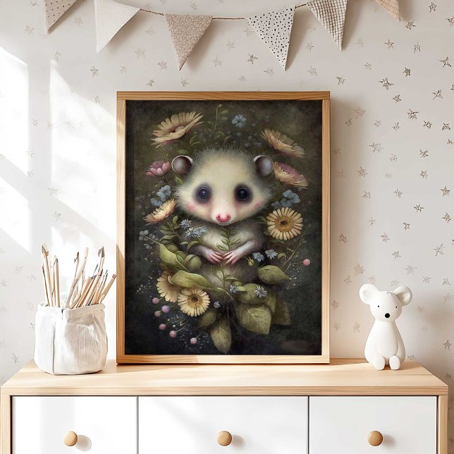 Decoración de pared para vivero de zarigüeyas del  (Woodland Possum Nursery Wall Decor | Wall Print by TinkPrints)