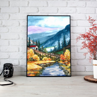 Decoración de pared residencial, hermoso paisaje m