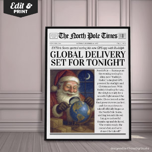 Decoración de periódico de Navidad personalizada,