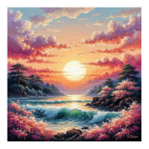 🌅 Decoración de puesta de sol en el océano para r