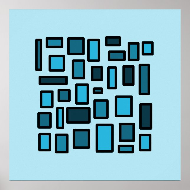 Decoración de rectángulos cuadrados azules (Frente)