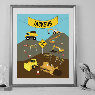 Decoración de tema de camiones de construcción