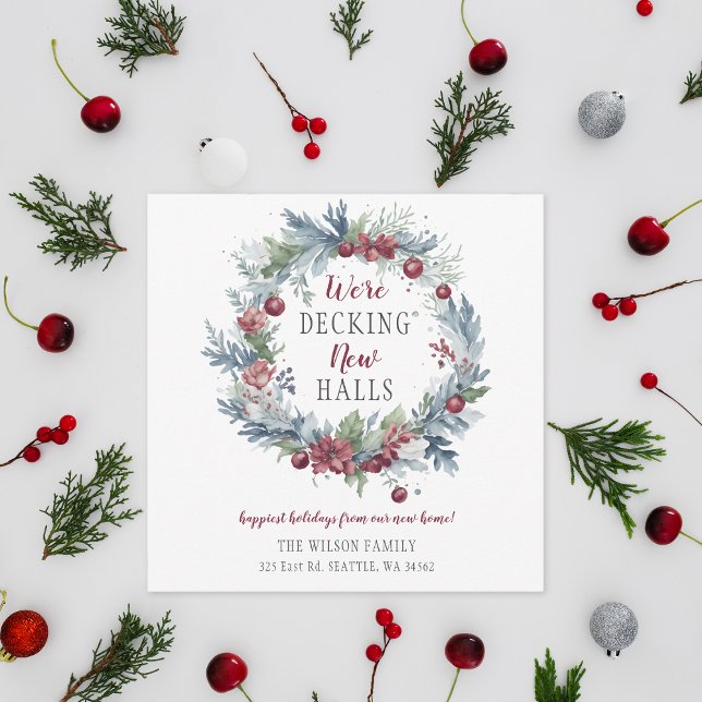 Decoración De Vacaciones Invitación En Movimiento  (Holiday Decking The New Halls Moving Announcement)