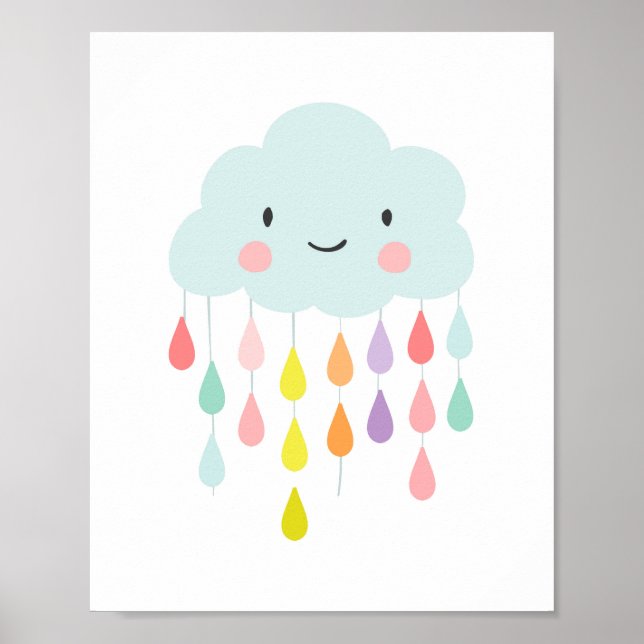 Decoración de vivero en la nube Lluvia habitación  (Frente)