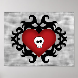 Decoración del corazón del calavera gótico damasco