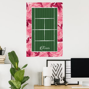 Decoración deportiva de tenis floral rosa estilo p