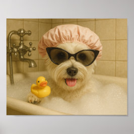 decoración divertida del baño con perro lindo 