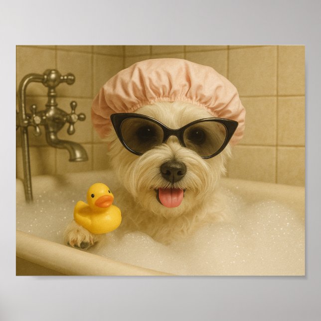 decoración divertida del baño con perro lindo  (Frente)