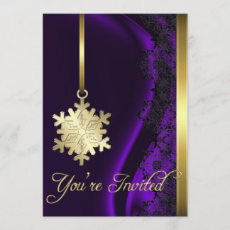Decoración dorada con copos de nieve Invitación a 