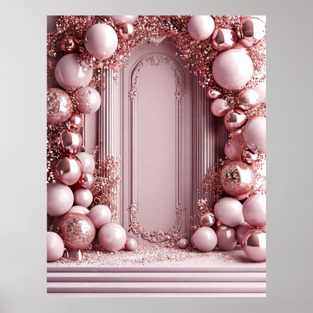 Decoración elegante en globo rosa (Frente)