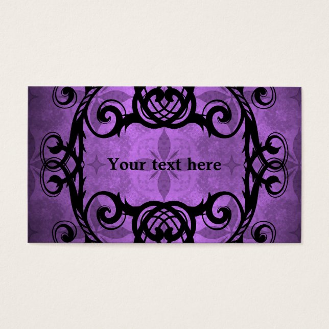 Decoración elegante gótica adamascada morada y neg (Frente)