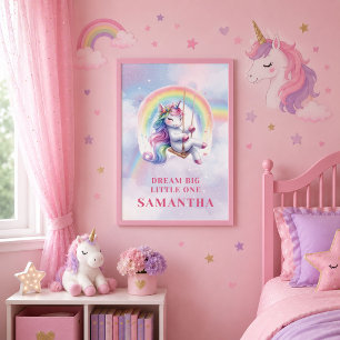 Decoración en lienzo mágico unicornio rosa púrpura