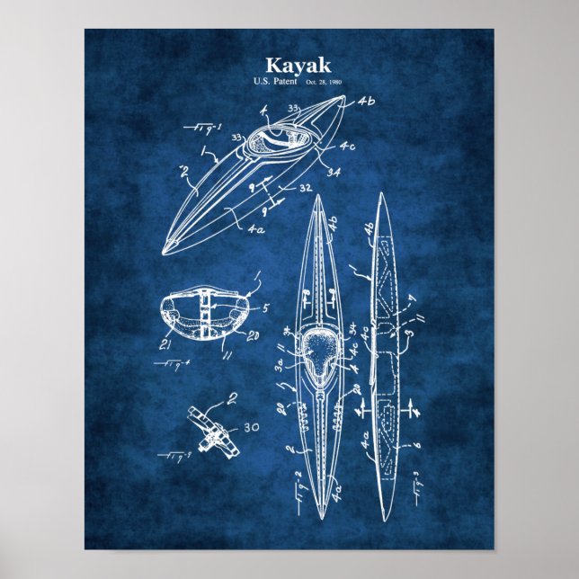 Decoración en pared del lago de Kayak Blueprint (Frente)