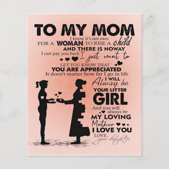 Decoración familiar | Carta A Mi Diseño De Mamá| (Frente)