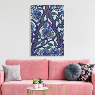 Decoración floral de rosa Art Déco azul real y dor